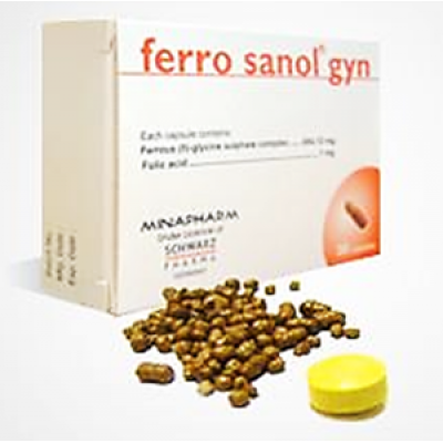 Ferro Sanol Gyn ® ( Ferrous glycine sulphate 487 mg equivqlent to 80 mg elemental iron + Folic acid 1 mg ) 10 Capsules